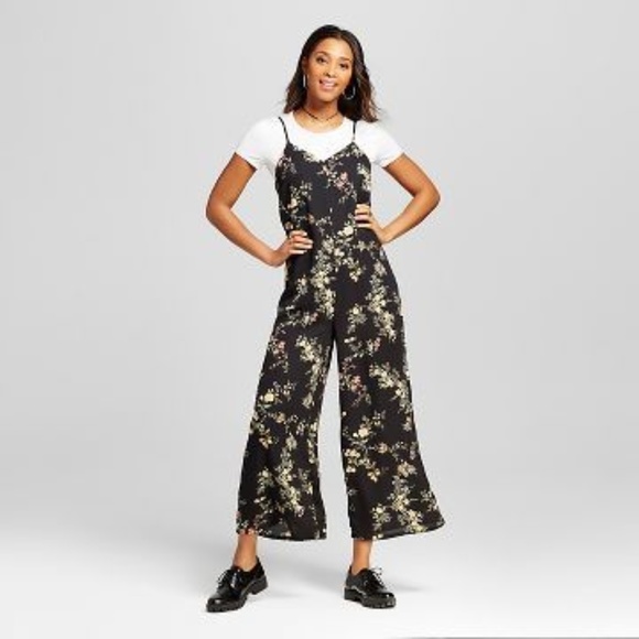 floral black jumpsuit